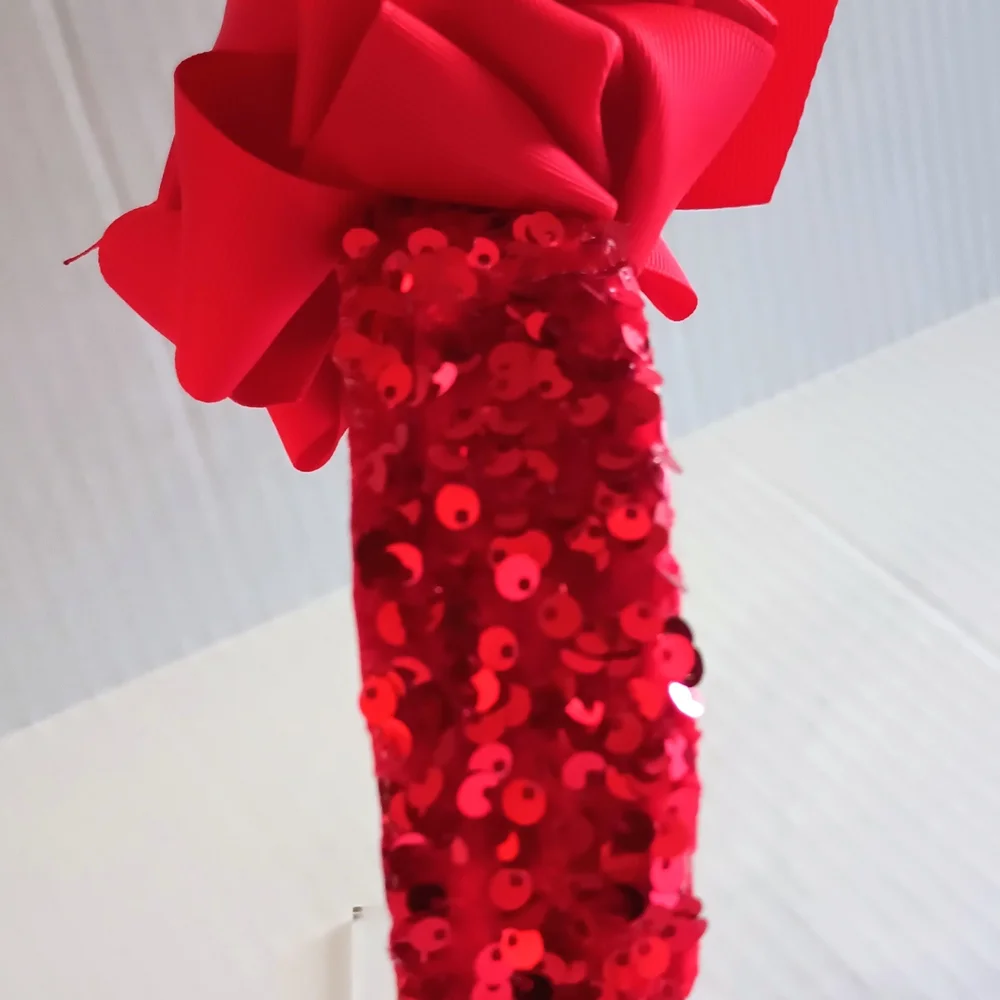 Charmin Red Sequin Headband With Large Bow Detail Kid's Accessory✨